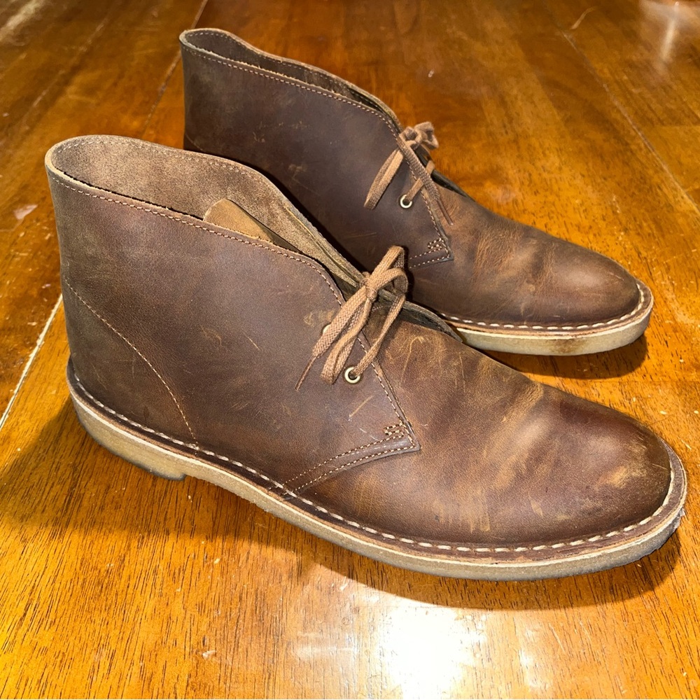 Clarks DesertBrown Leather Men's Chukka Boots Size 10 1/2